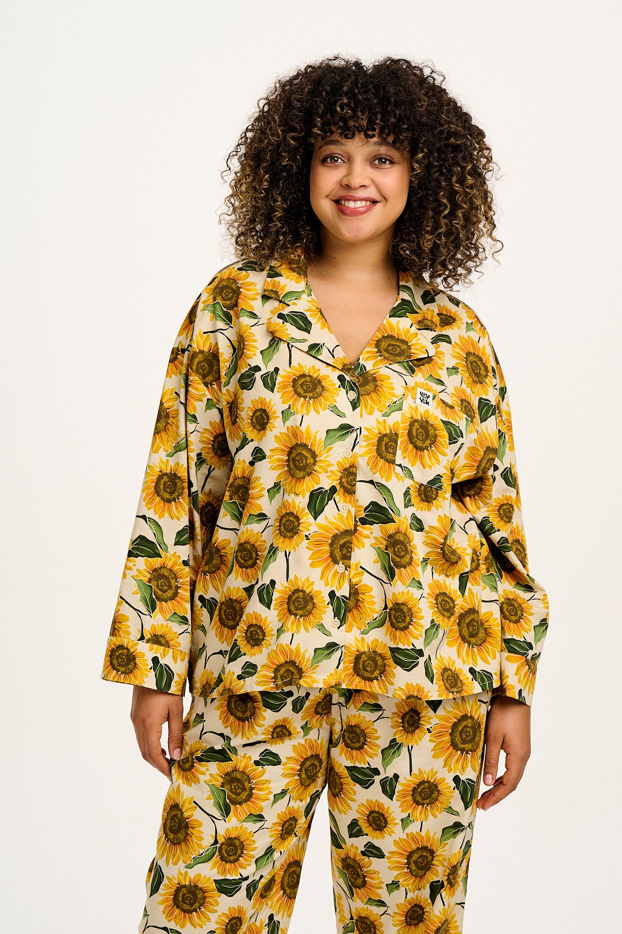 Dreamer - Soft Cotton Pyjama Set in Cream Sunflower Print