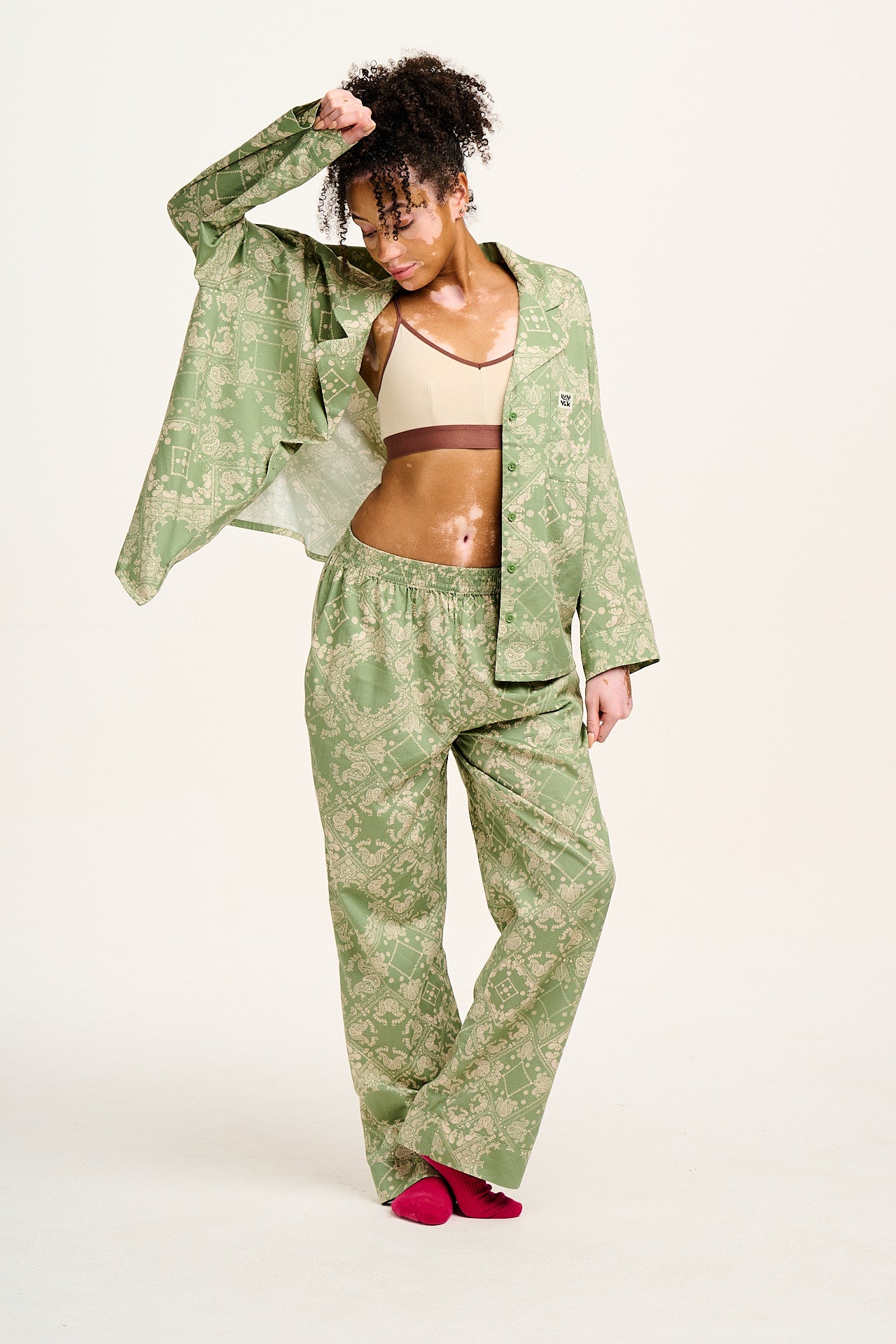 Dreamer - Soft Cotton Pyjama Set in Green Eldorado Print