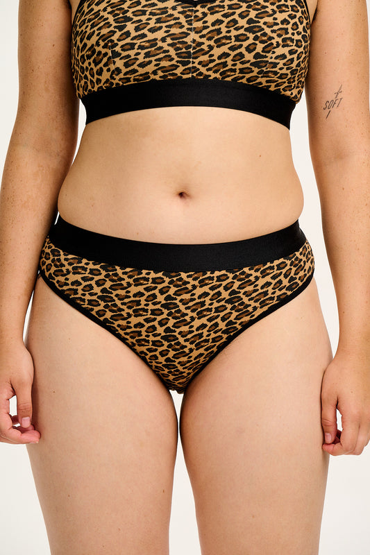 Cora - Cotton & Bamboo Bikini Pant in Leopard Print