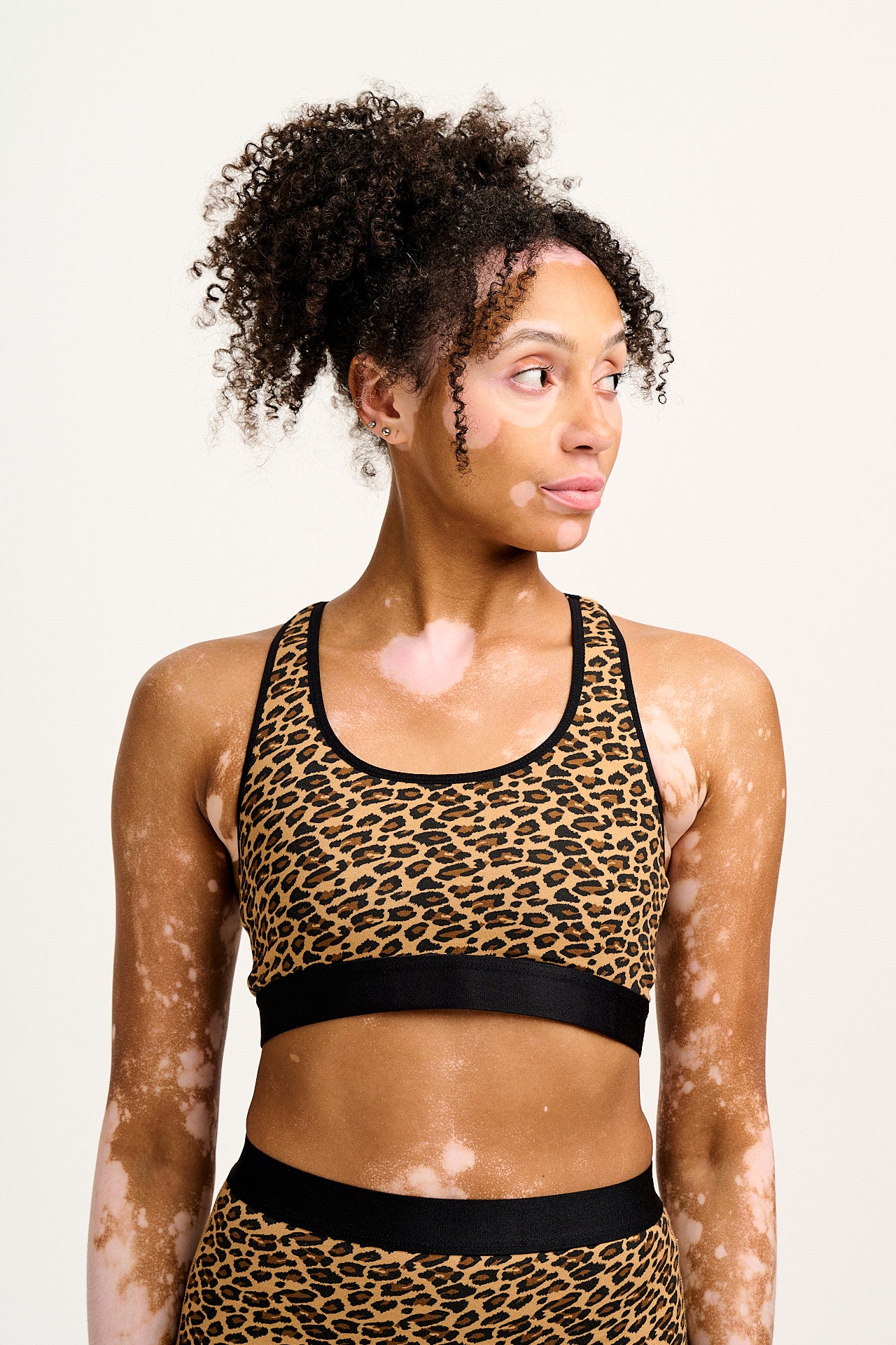 Iona - Racer Back Cotton & Bamboo Crop Top in Leopard Print