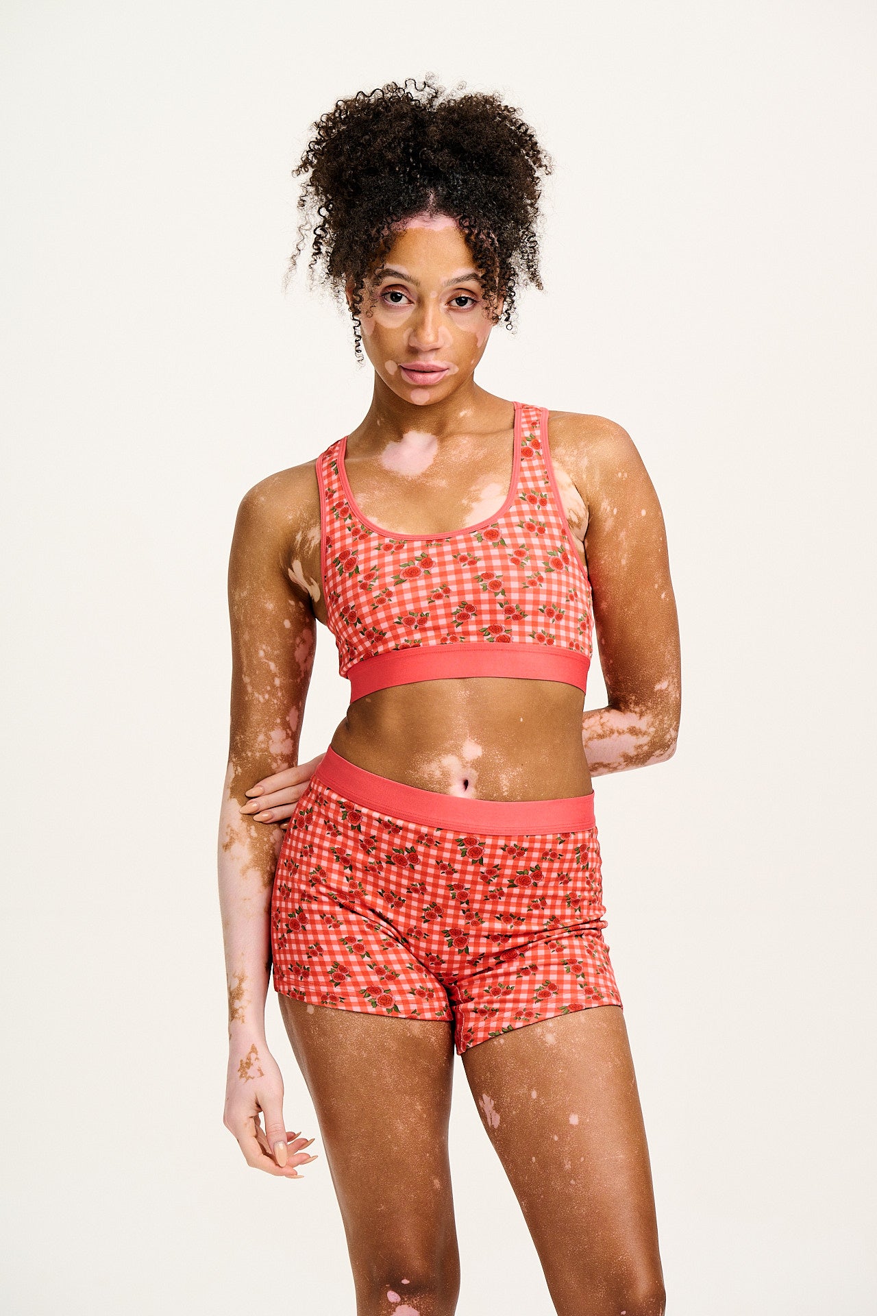 Joey - Cotton & Bamboo Boxer Shorts in Pink Check Rosalind Print