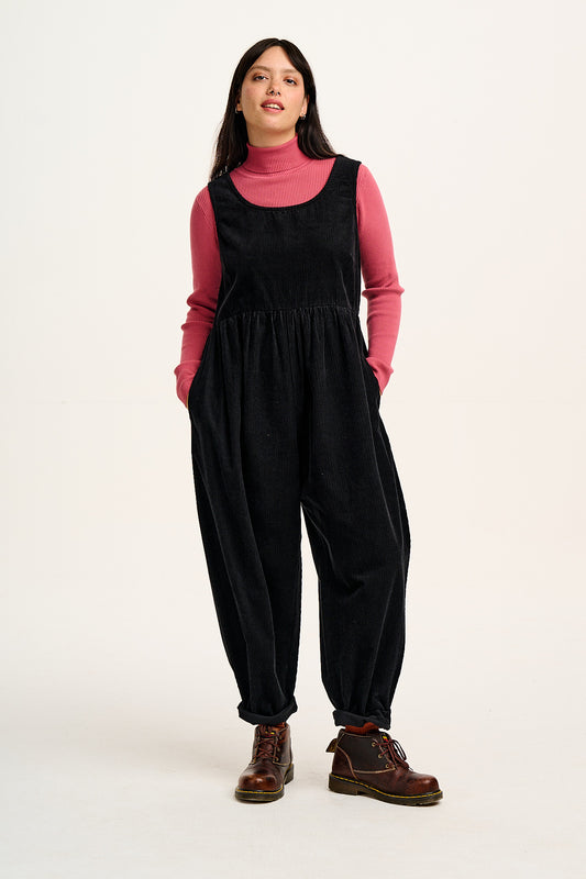 Bowie - Sleeveless Corduroy Jumpsuit in Black