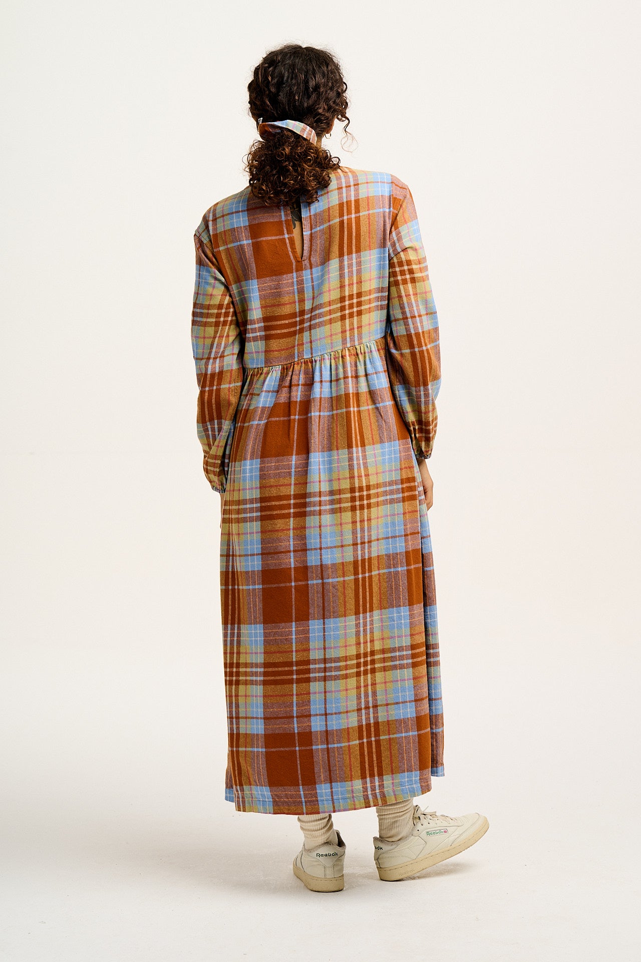 Maeve - Midi Dress in Brown & Blue Alastair Tartan Print