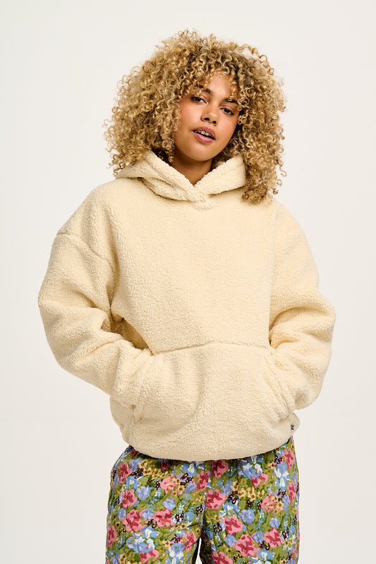 Rory - Borg Fleece Hoodie in Cream