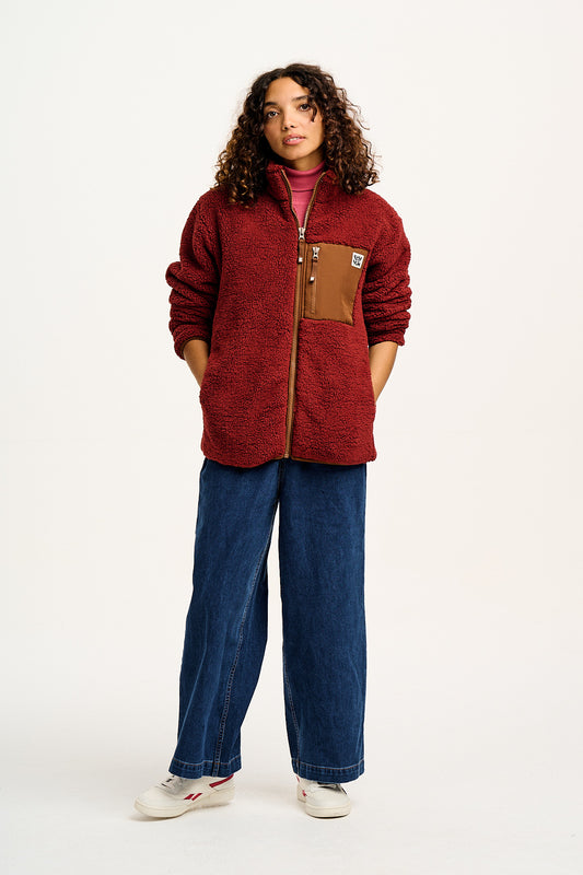 Harper - Borg Fleece Jacket in Jasper Red