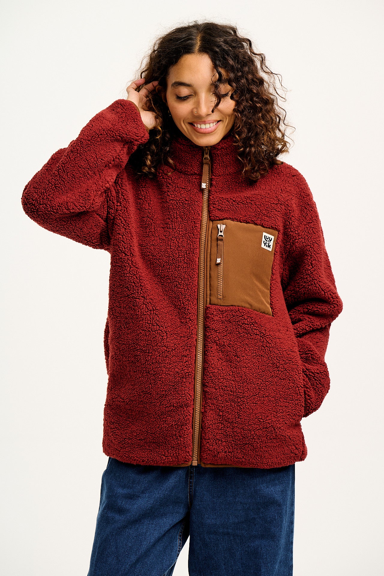 Harper - Borg Fleece Jacket in Jasper Red