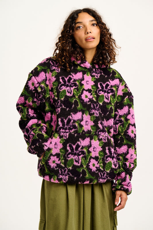 Rory - Borg Fleece Hoodie in Wilderley Floral Print