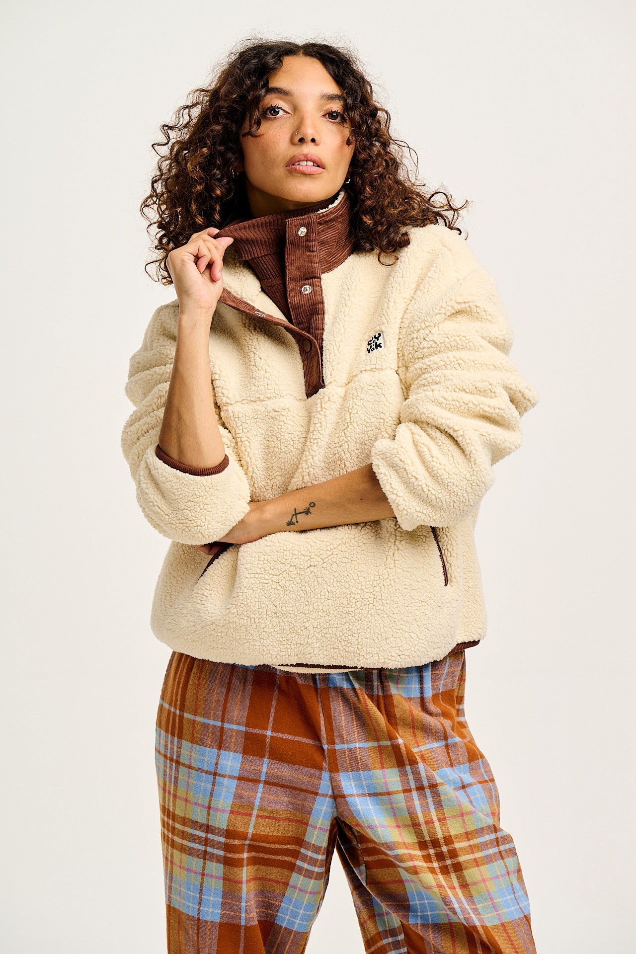 Malone - Borg Fleece in Cream & Brown