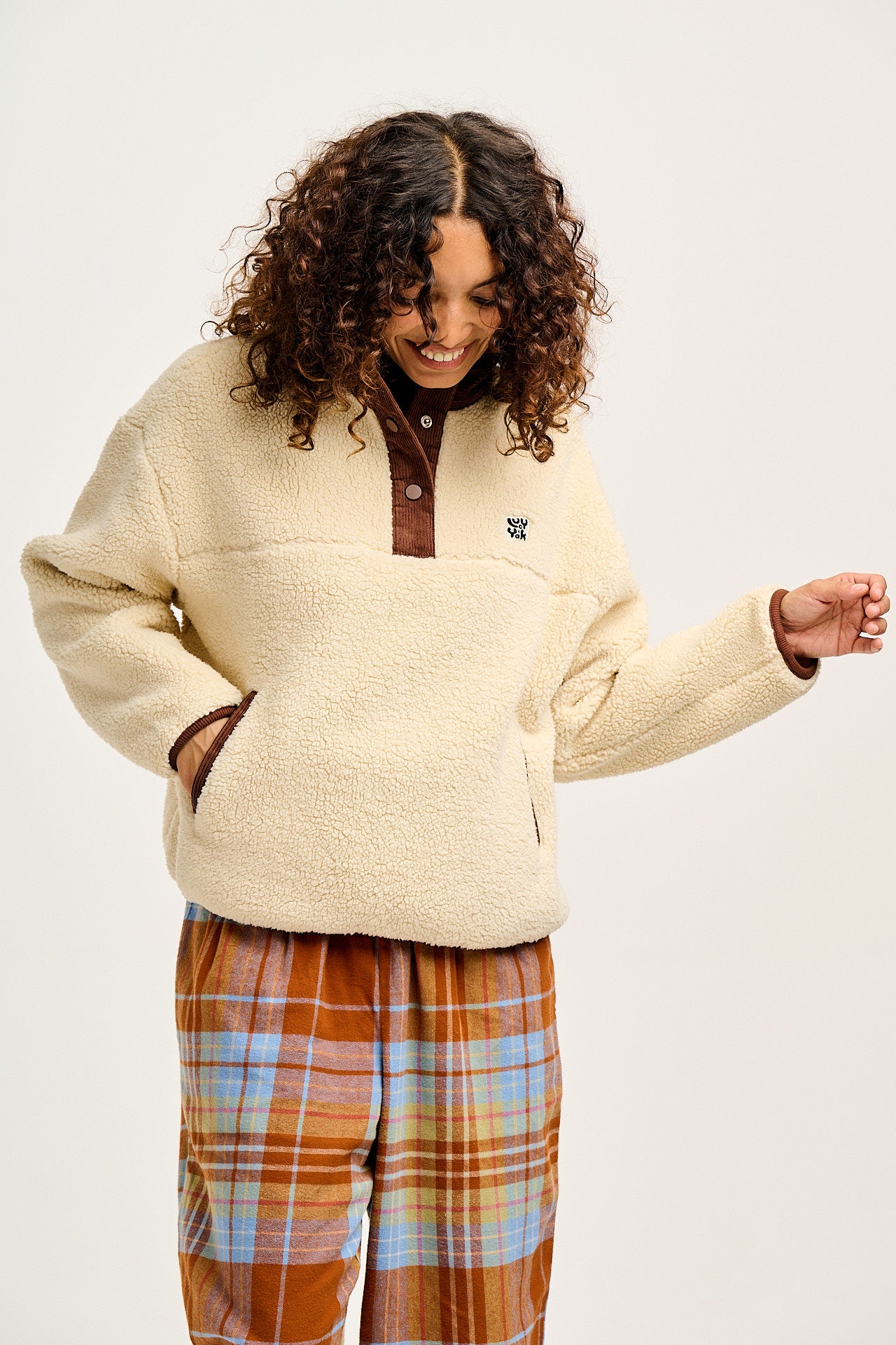 Malone - Borg Fleece in Cream & Brown