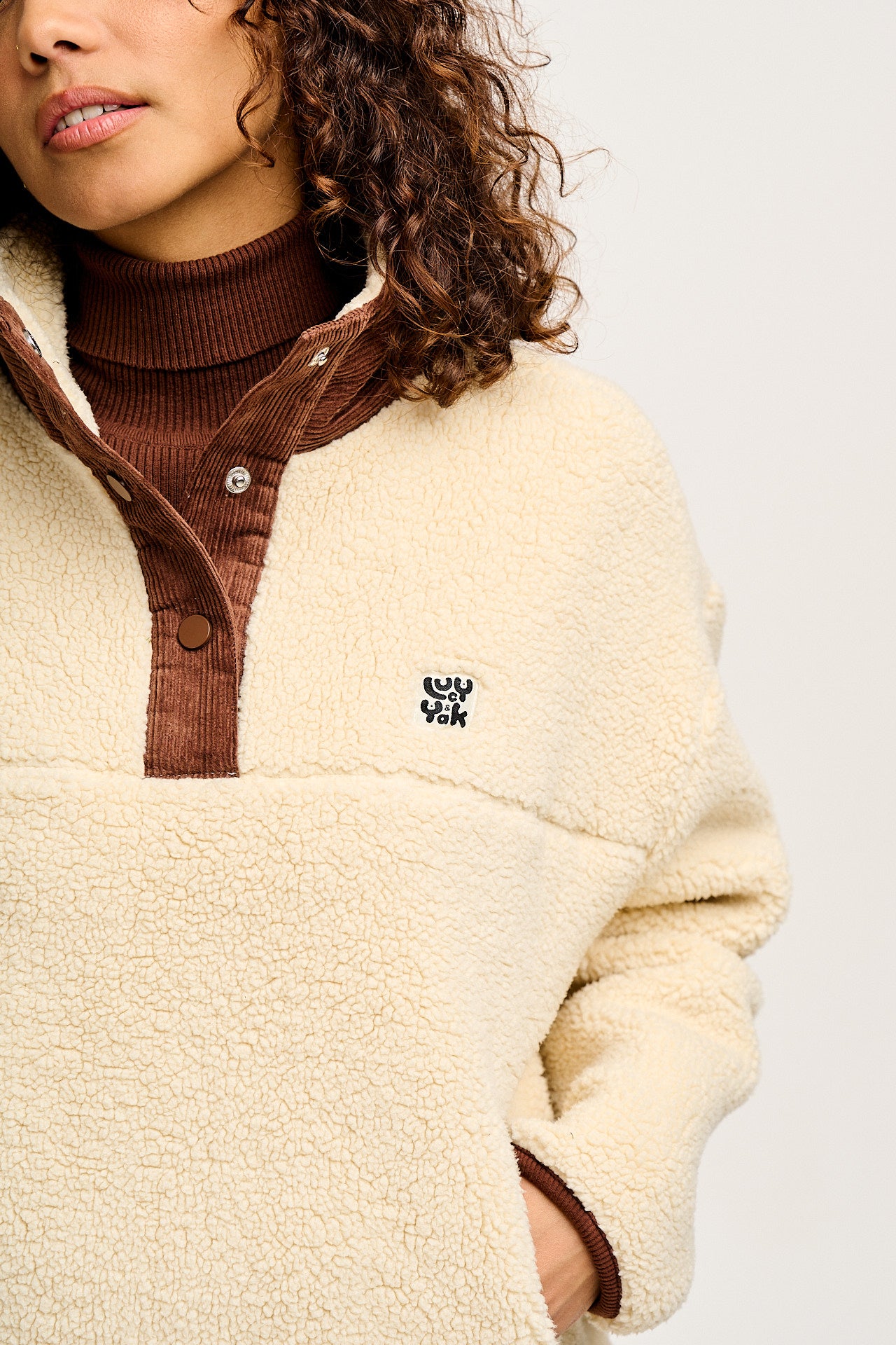 Malone - Borg Fleece in Cream & Brown