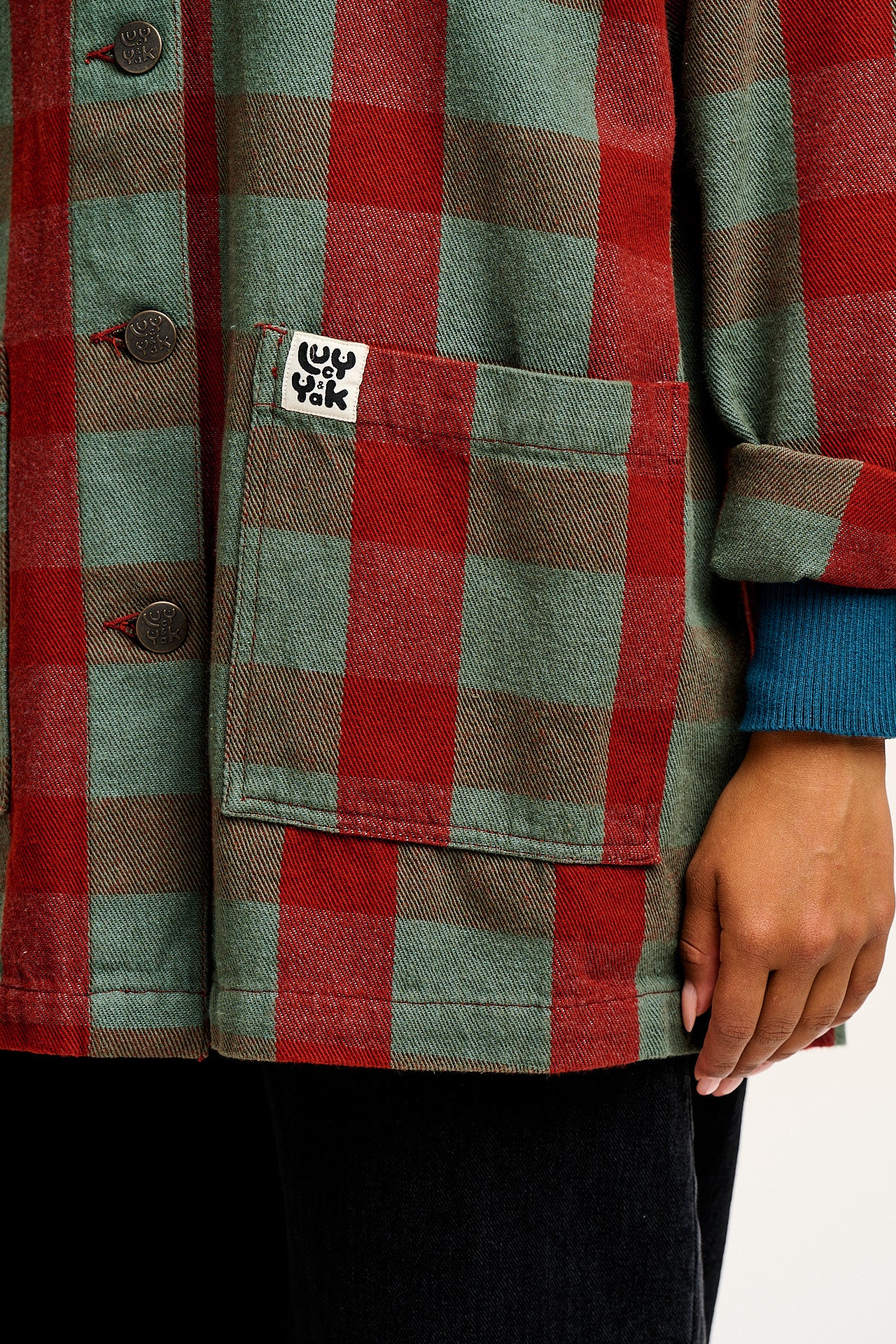 Olly - Twill Jacket in Green & Red Houston Tartan Print