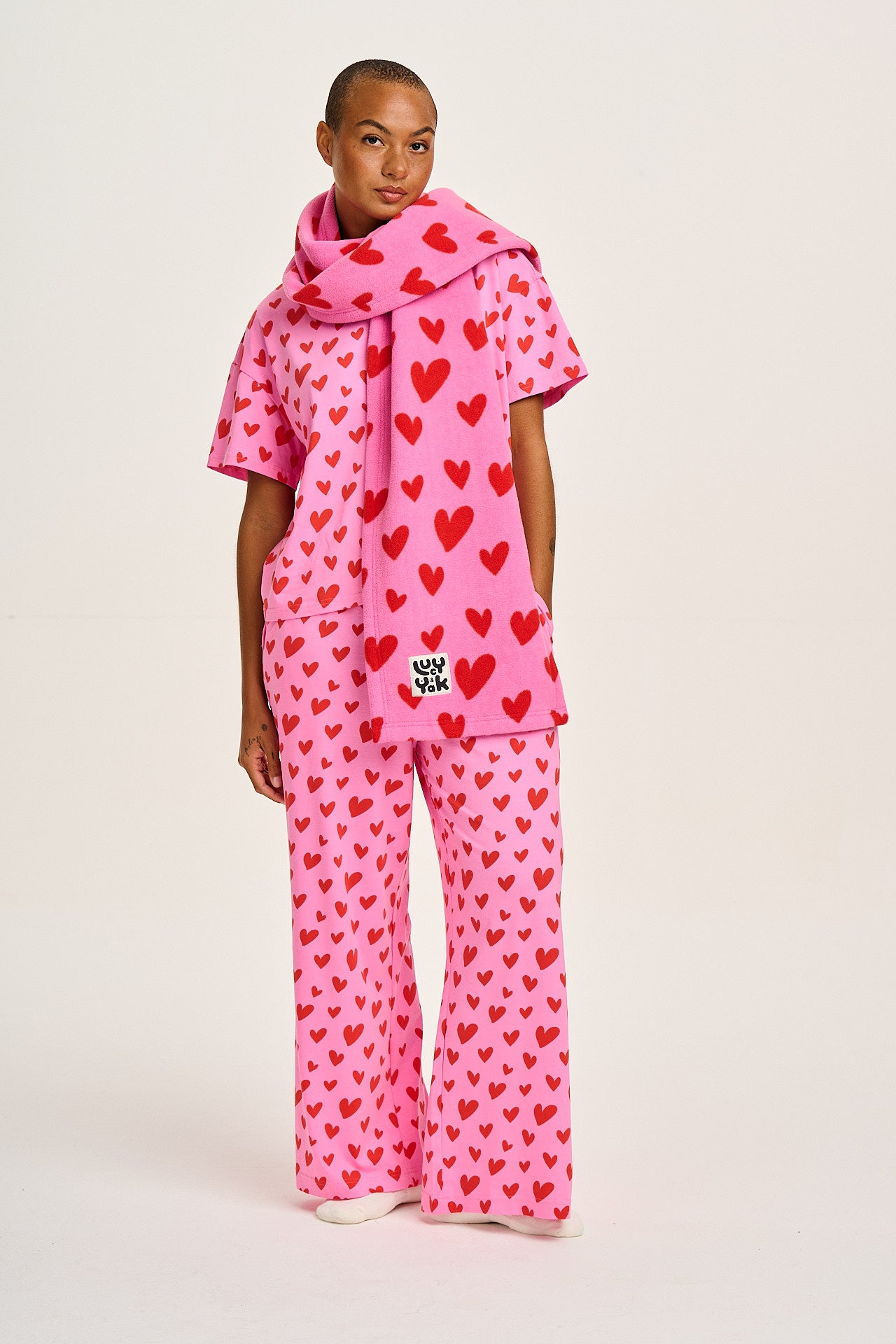 Sabrina - Soft Pyjamas in Pink Heart Cupid Print