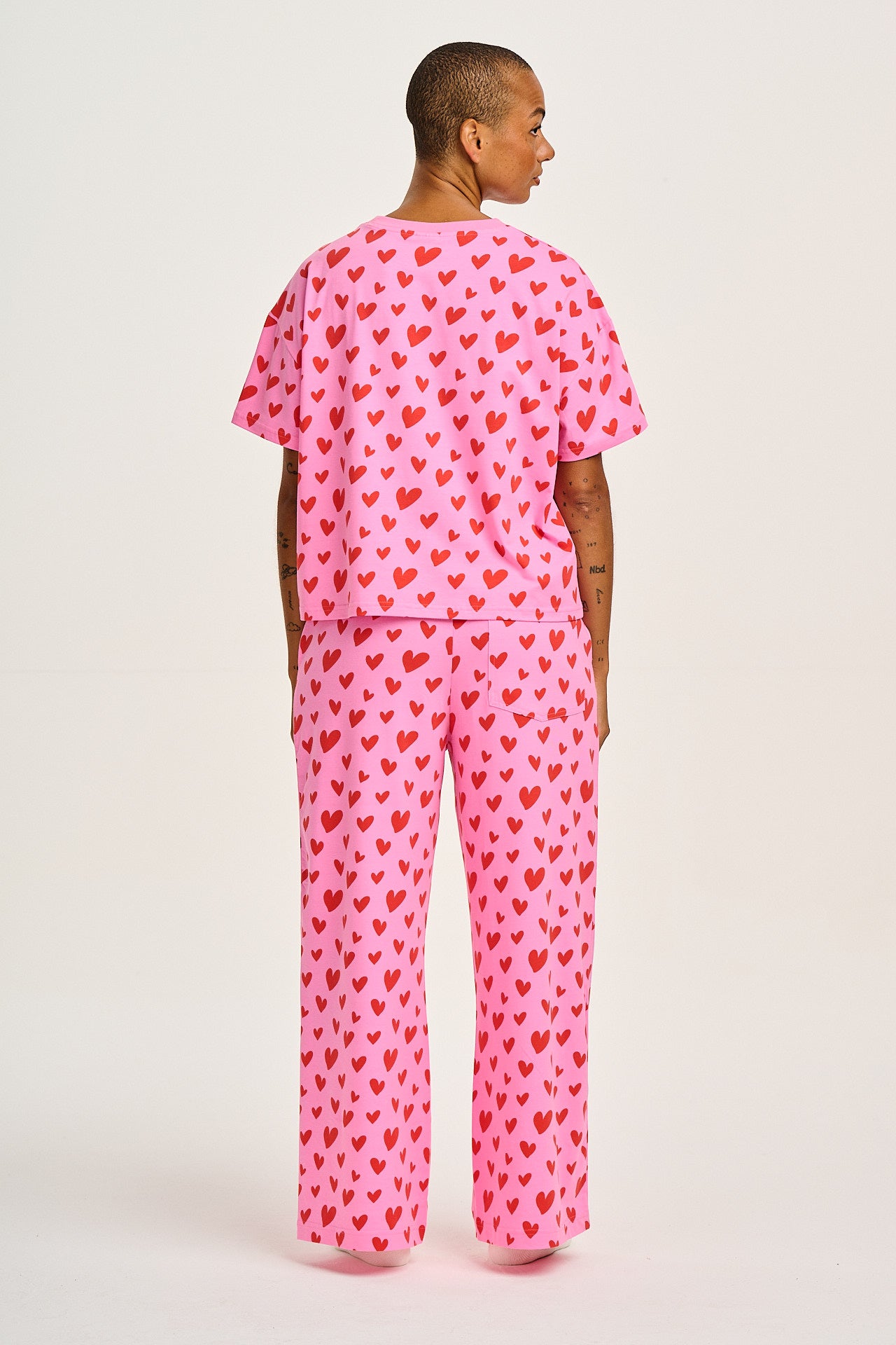 Sabrina - Soft Pyjamas in Pink Heart Cupid Print