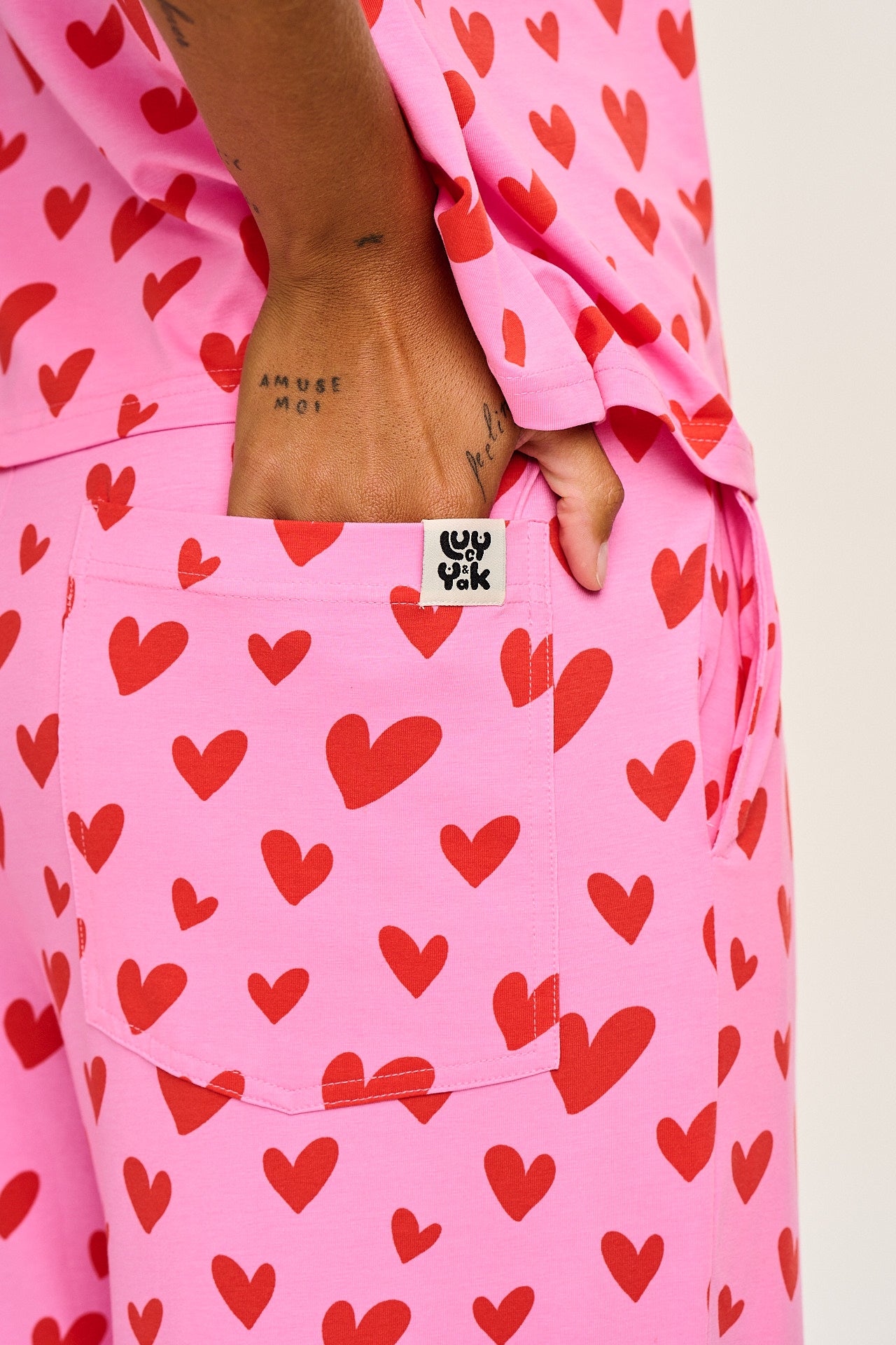 Sabrina - Soft Pyjamas in Pink Heart Cupid Print