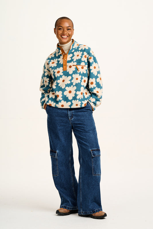 Maddison - Polar Fleece in Blue Chase Floral Print