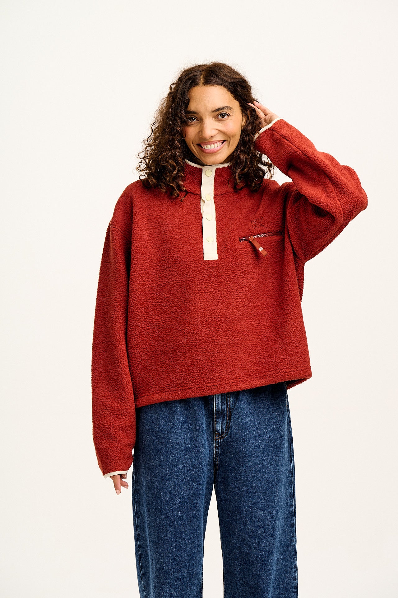 Maddison - Polar Fleece in Red Henna & Ecru