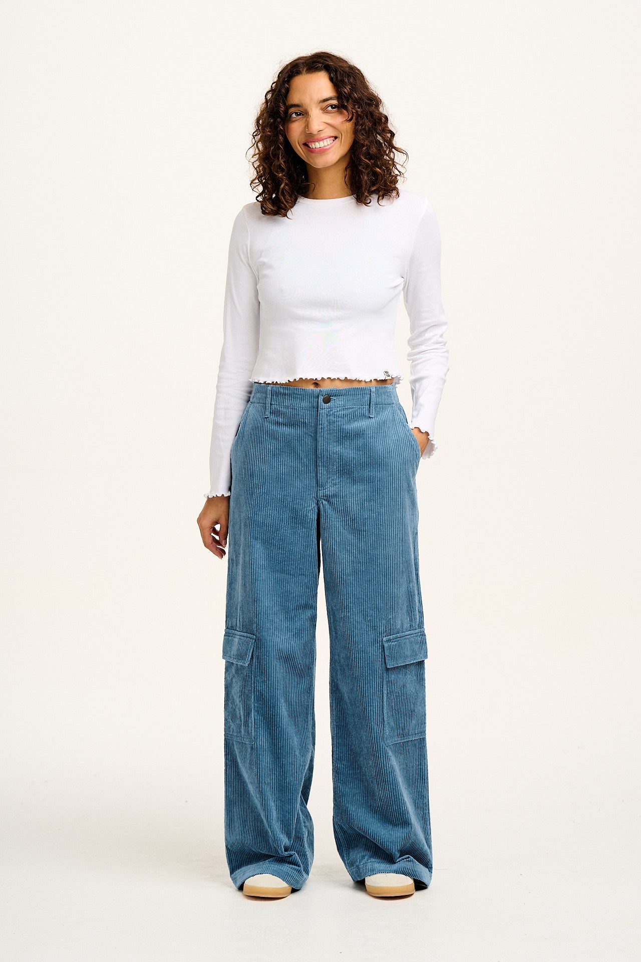 Phoenix - Corduroy Cargo Trousers in Blue