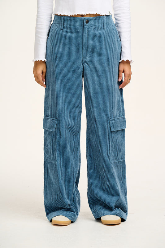 Phoenix - Corduroy Cargo Trousers in Blue