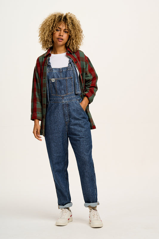 Reuben - Denim Dungarees in Mid Wash Blue