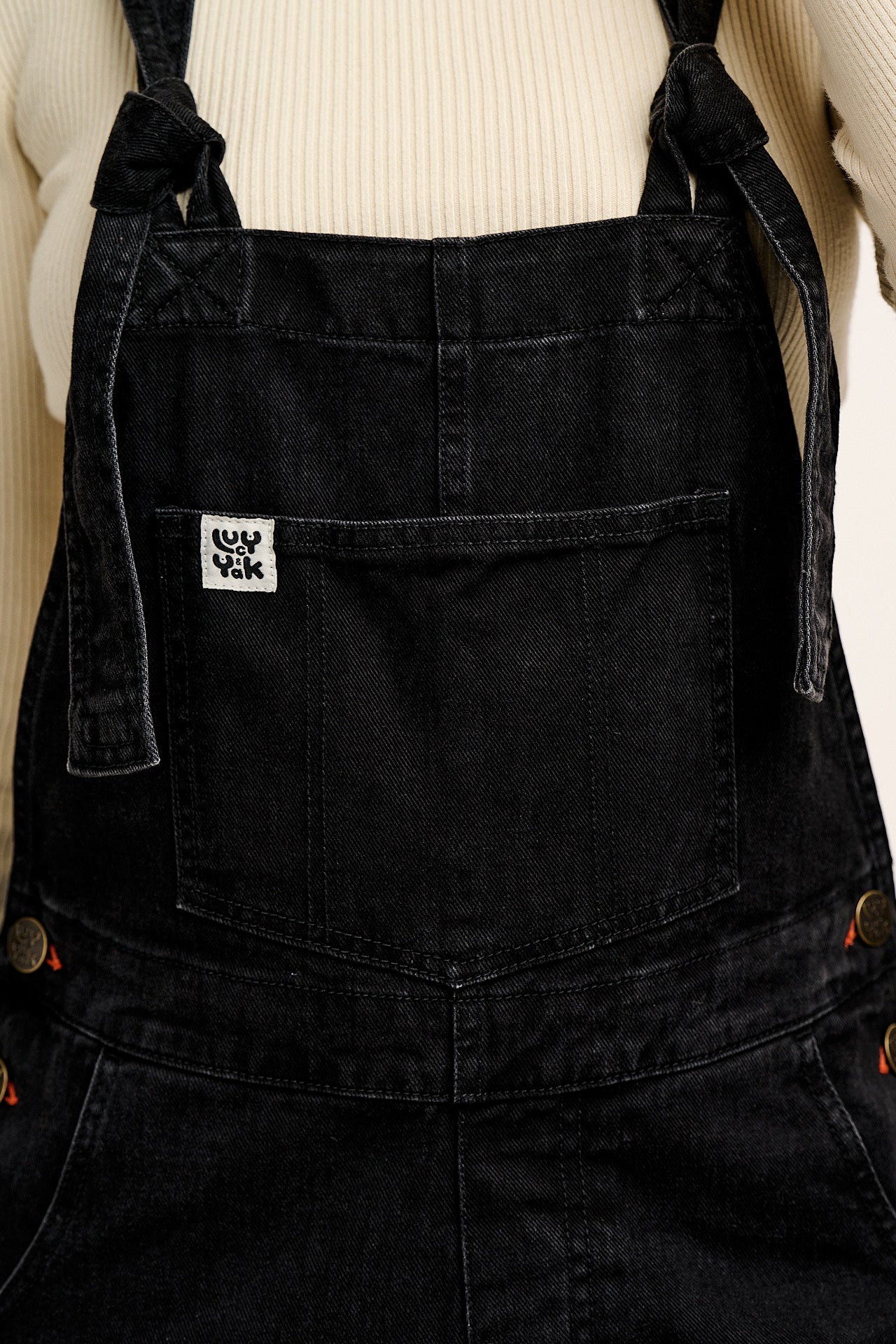 Reuben - Denim Dungarees in Washed Black