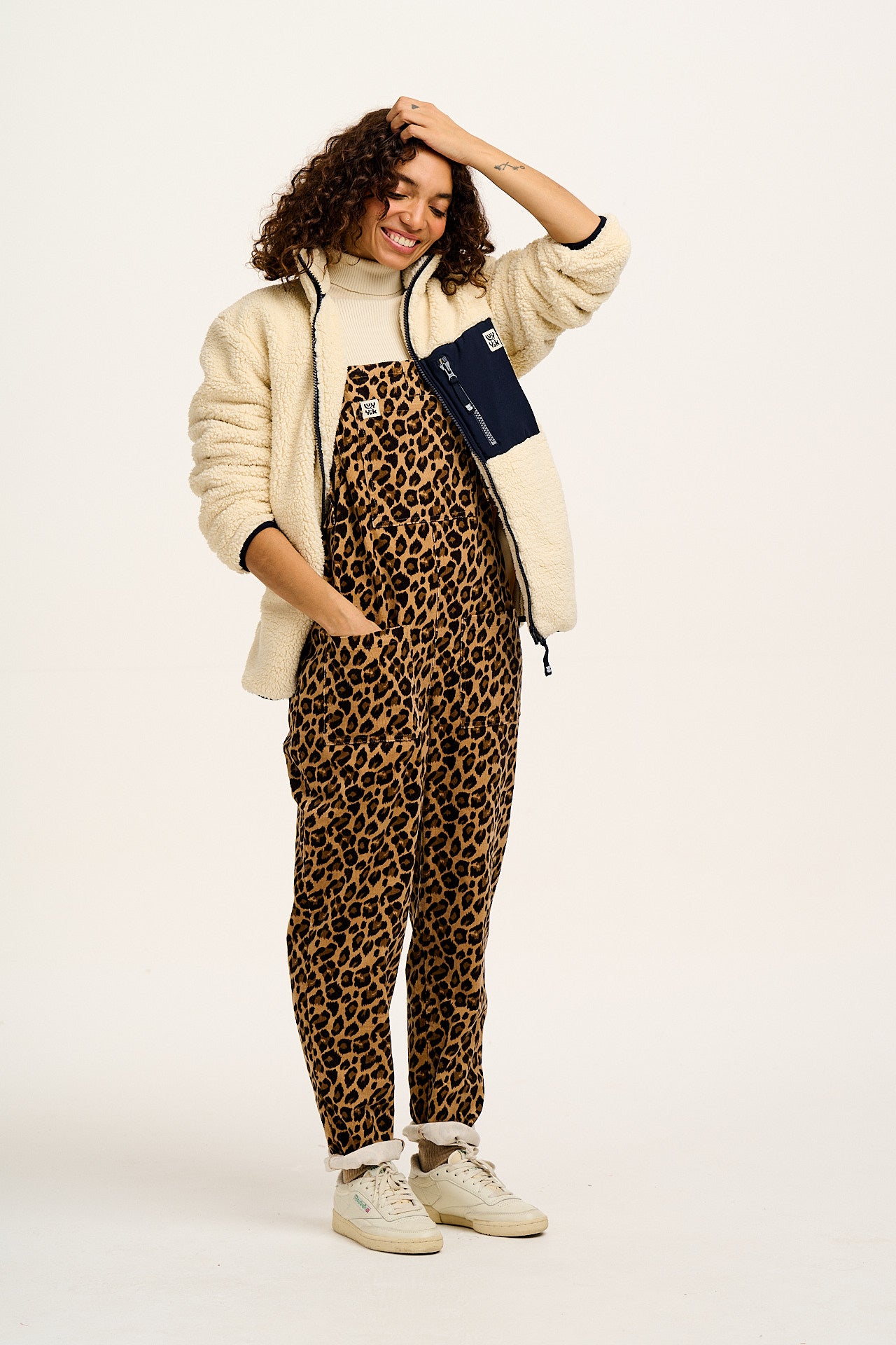 Original - Corduroy Dungarees in Leopard Print