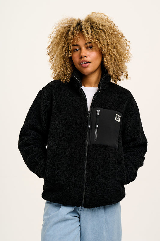 Harper - Borg Fleece Jacket in Black