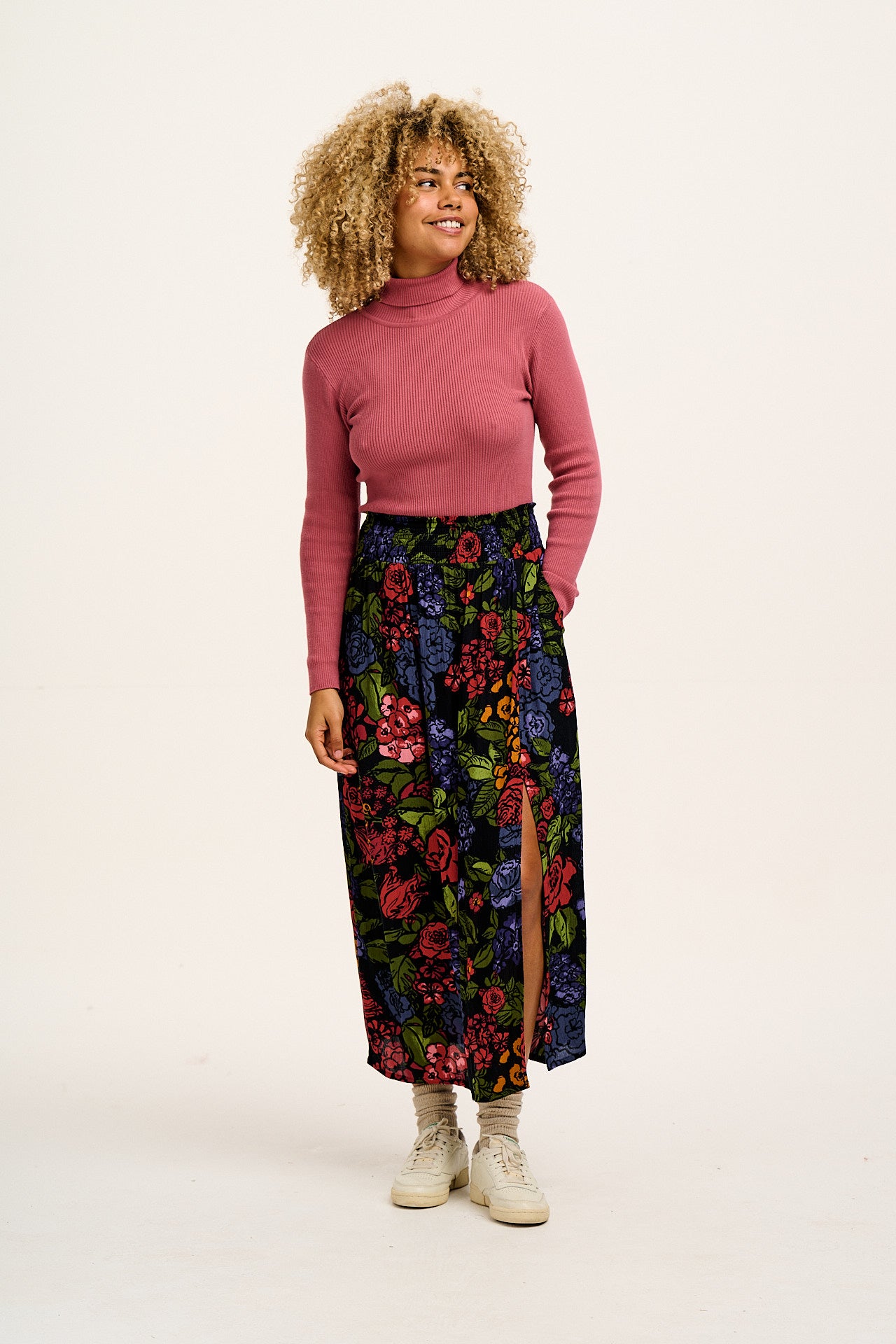 Poppy - Tencel Elasticated Waist Skirt in Maria Print