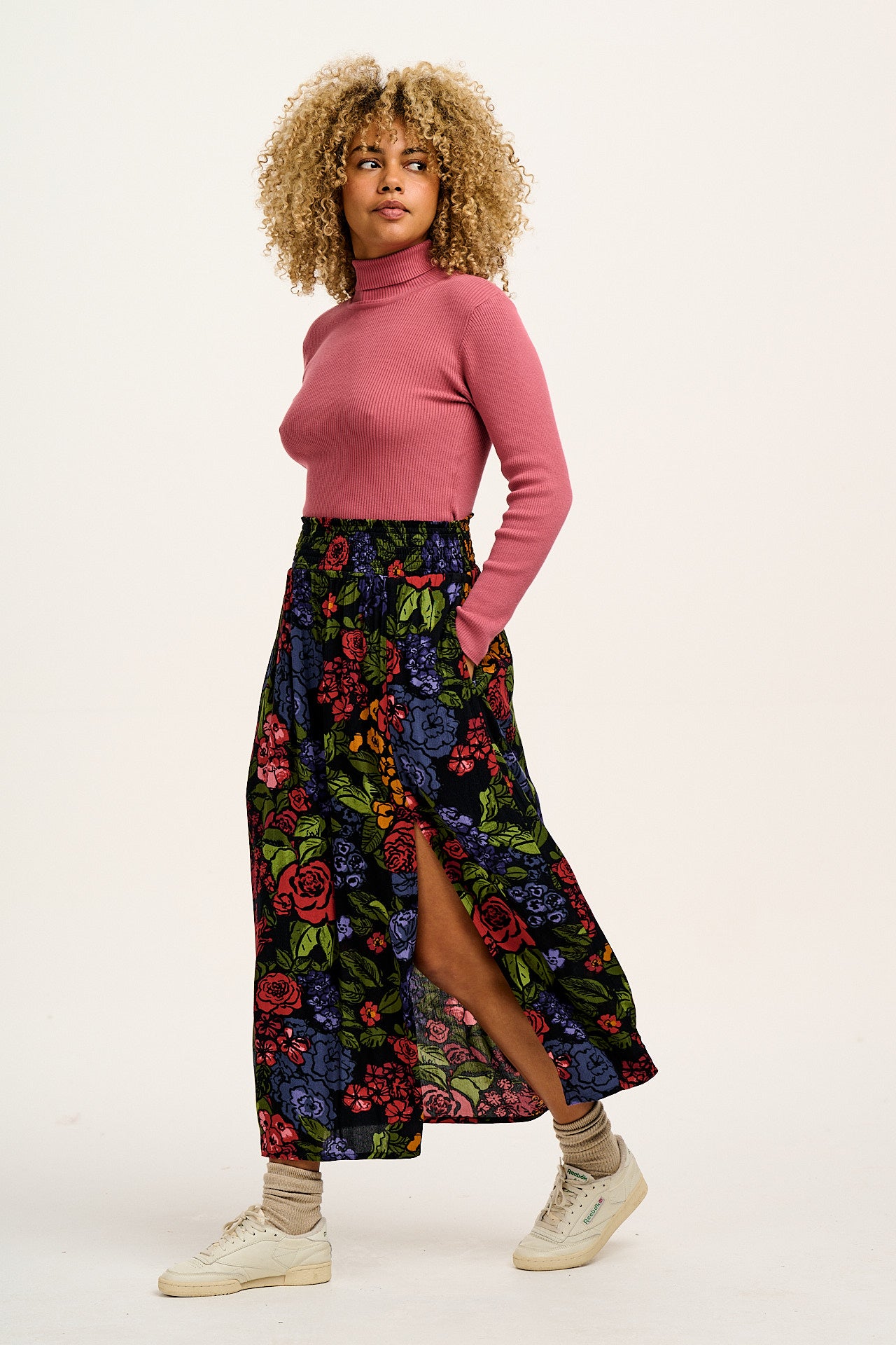 Poppy - Tencel Elasticated Waist Skirt in Maria Print