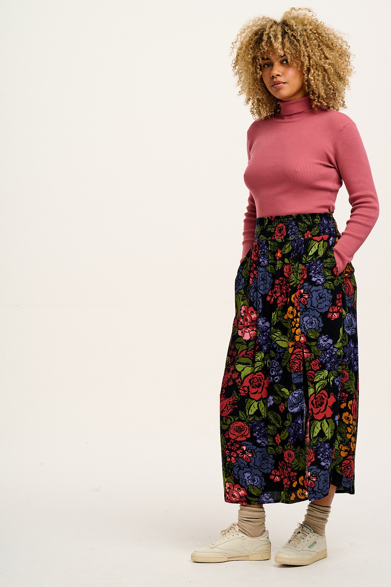 Poppy - Tencel Elasticated Waist Skirt in Maria Print