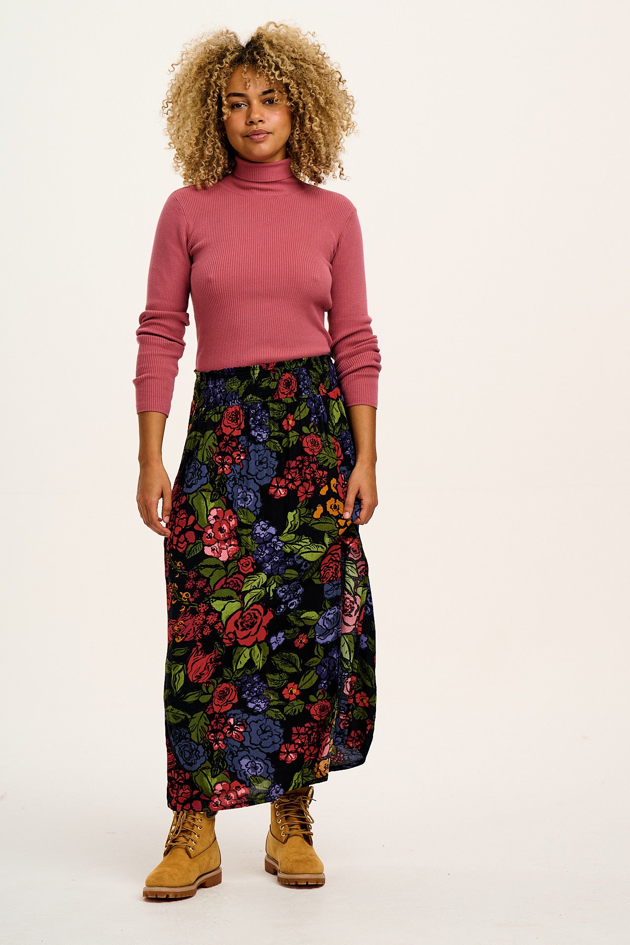 Poppy - Tencel Elasticated Waist Skirt in Maria Print