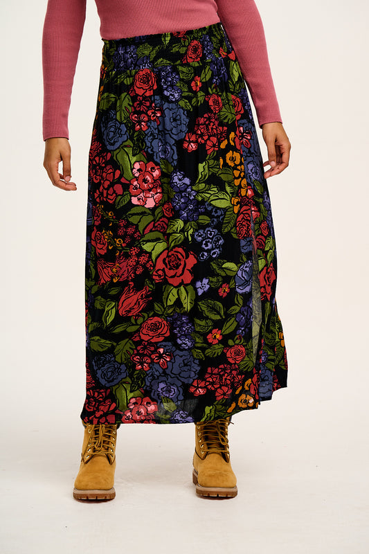 Poppy - Tencel Elasticated Waist Skirt in Maria Print