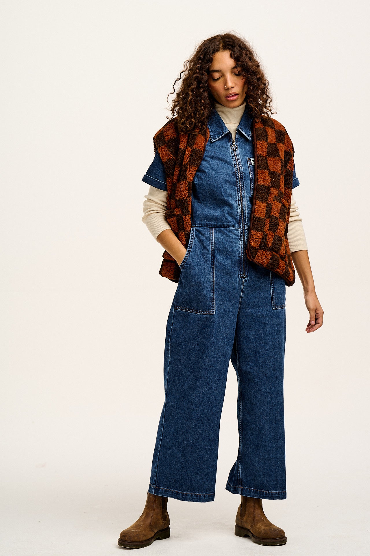 Ragan - Denim Jumpsuit in Mid Wash Blue