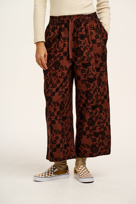 Chuck - Wide Leg Cotton Trousers in Layne Print