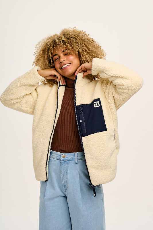 Harper - Borg Fleece Jacket in Cream