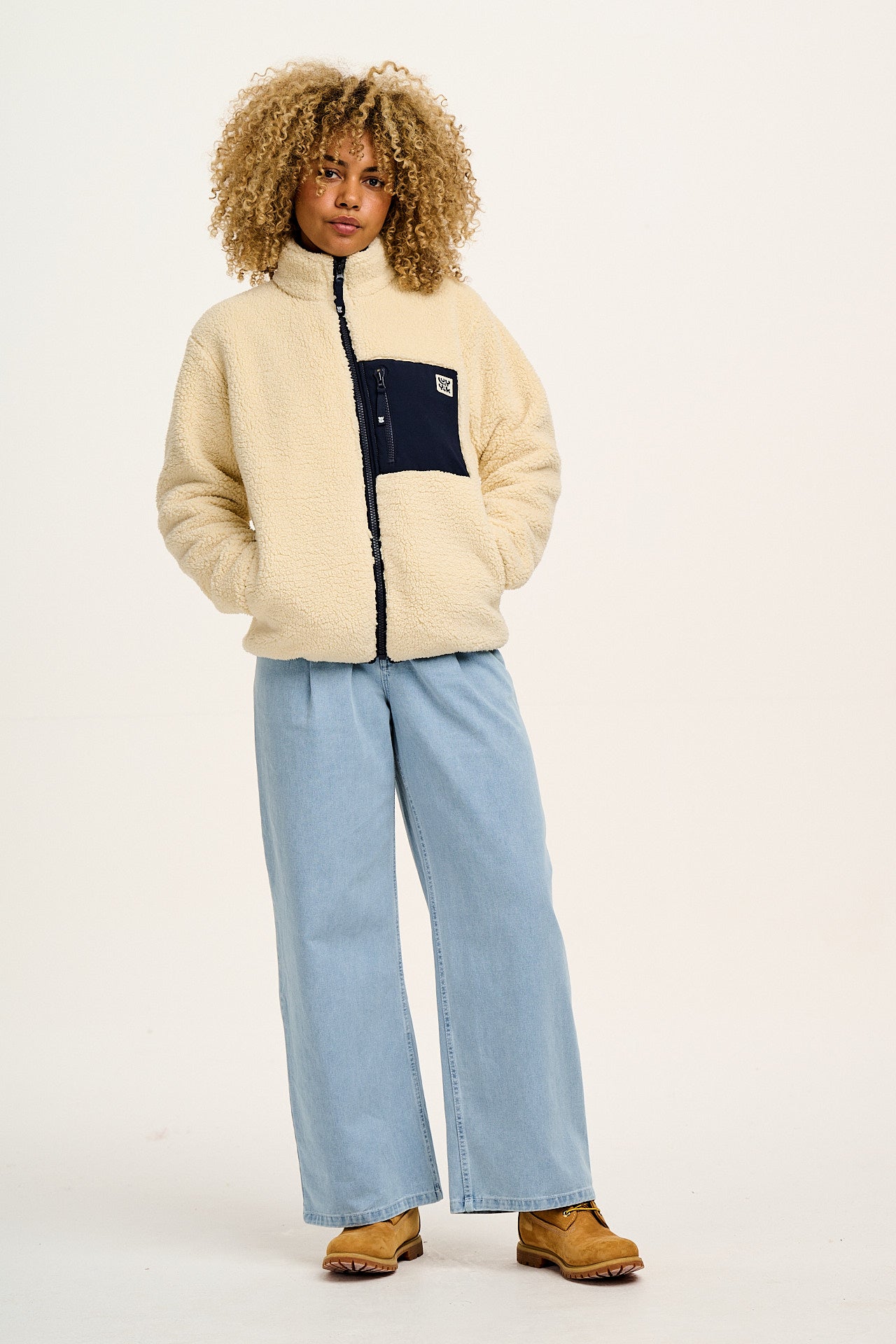 Harper - Borg Fleece Jacket in Cream