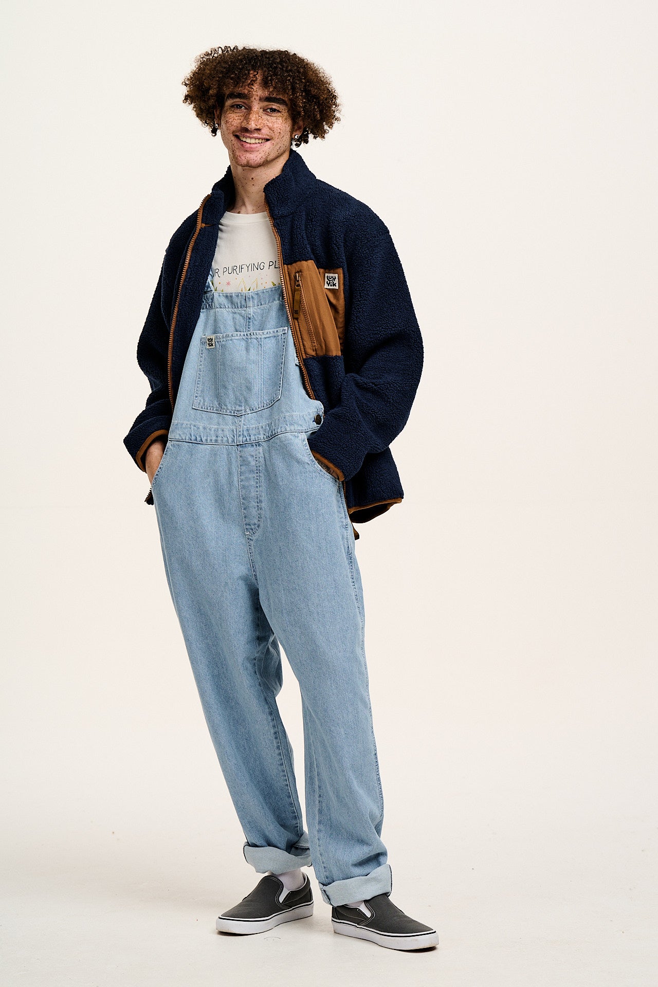 Reuben - Denim Dungarees in Light Wash Blue