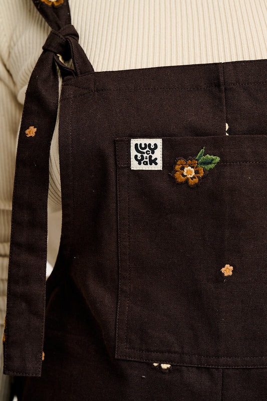 Original - Cotton Dungarees in Brown with Clara Embroidery