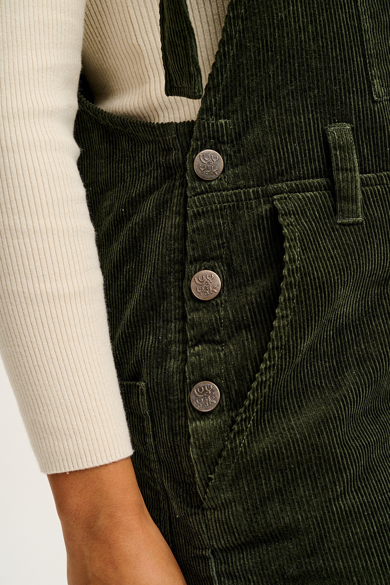 Easton - Corduroy Dungarees in Dark Olive Green