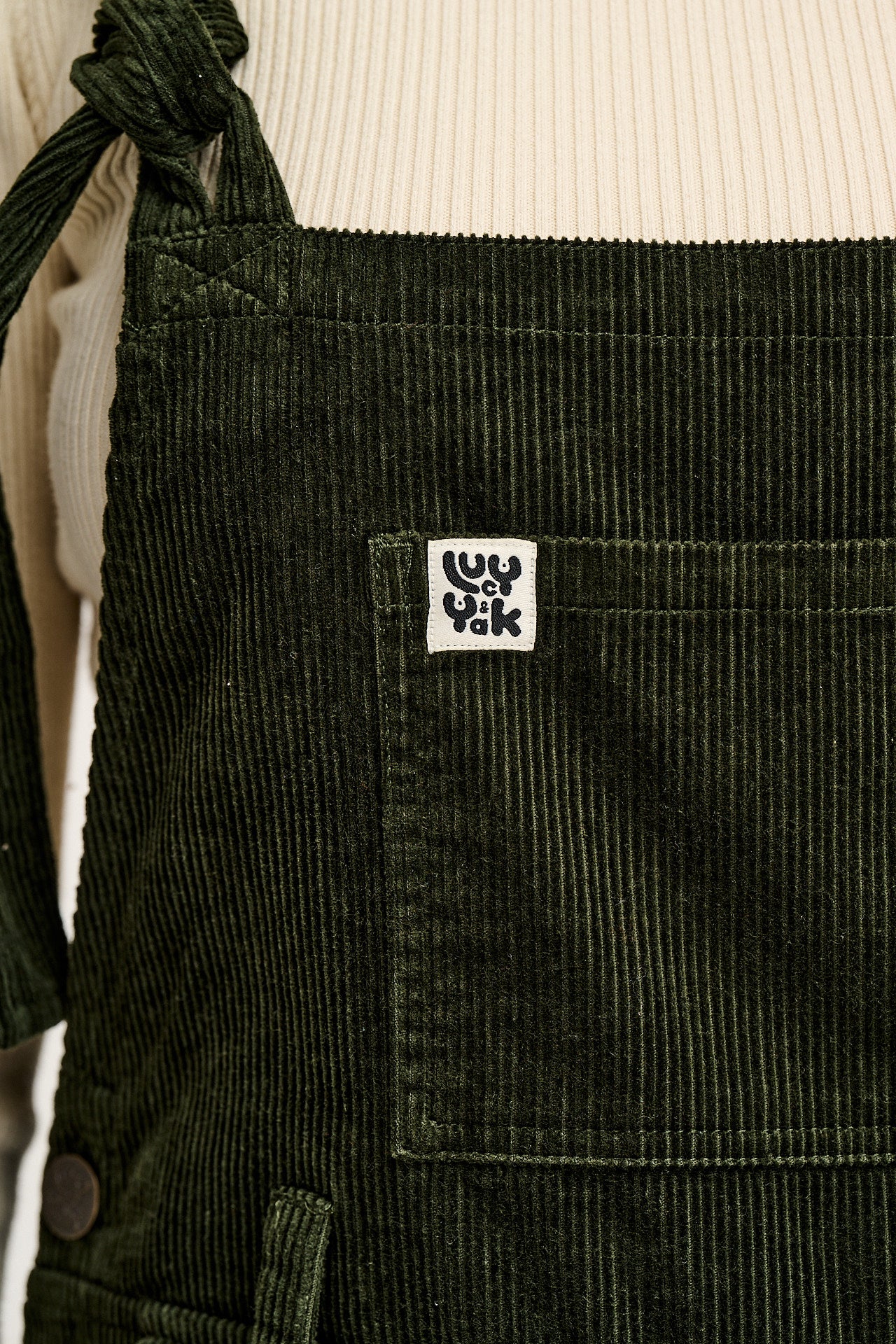 Easton - Corduroy Dungarees in Dark Olive Green