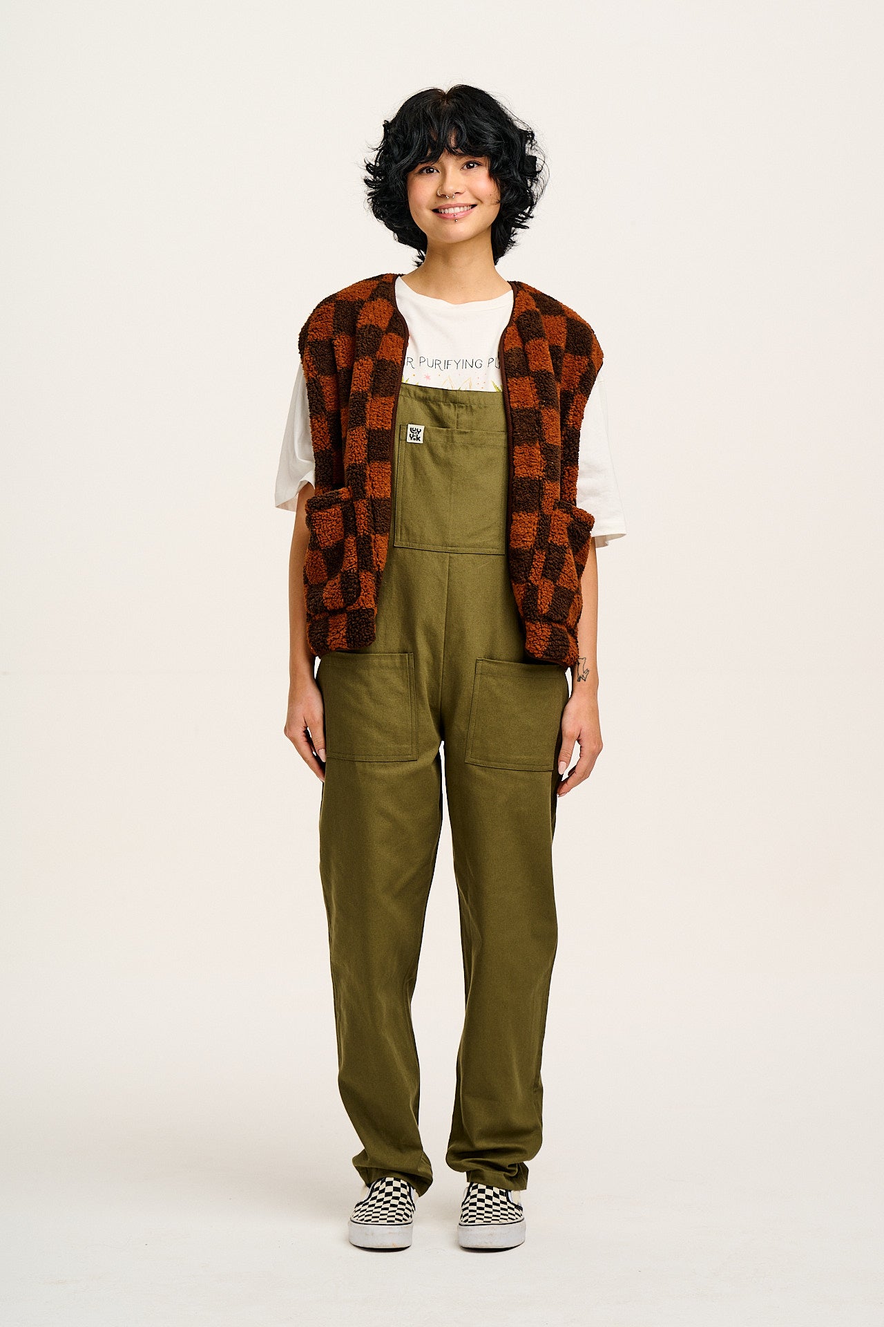 Original - Cotton Dungarees in Dark Olive