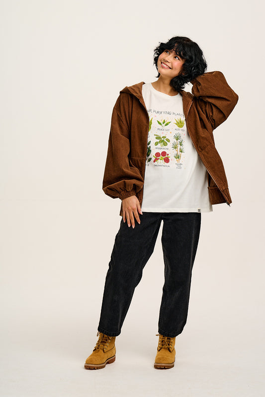 Wesley - Oversized Hoodie Corduroy Jacket in Chestnut Brown