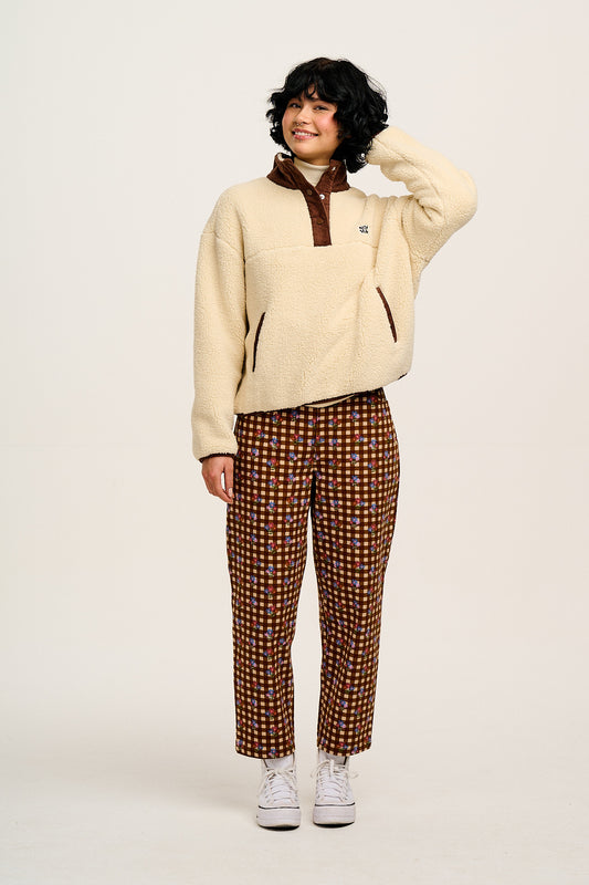 Drew - Straight Leg Twill Trousers in Meryl Check Print