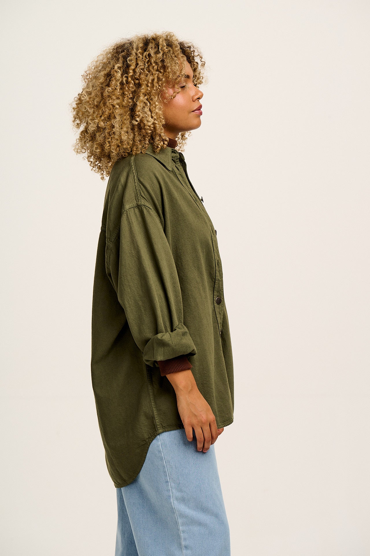 Sydney - Oversized Cotton Shirt in Khaki