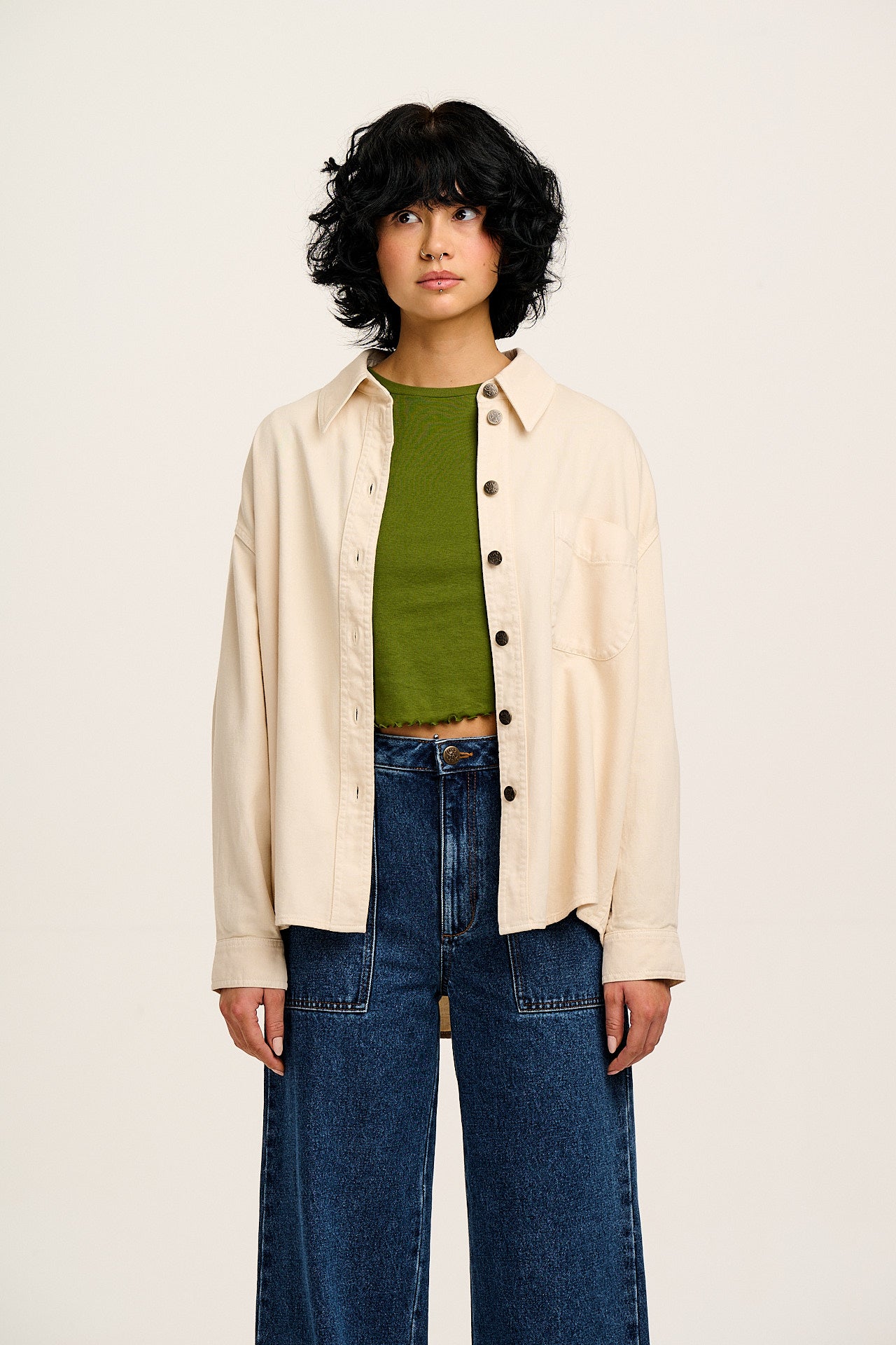 Sydney - Oversized Cotton Shirt in Ecru