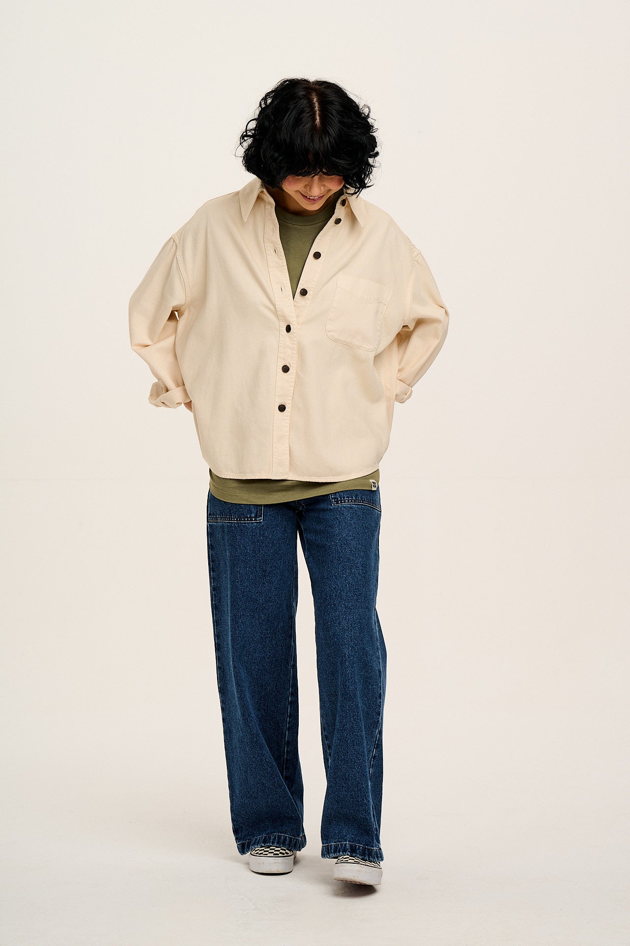 Sydney - Oversized Cotton Shirt in Ecru