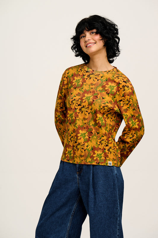 Hermione - Fluted Cotton Top in Cass Floral