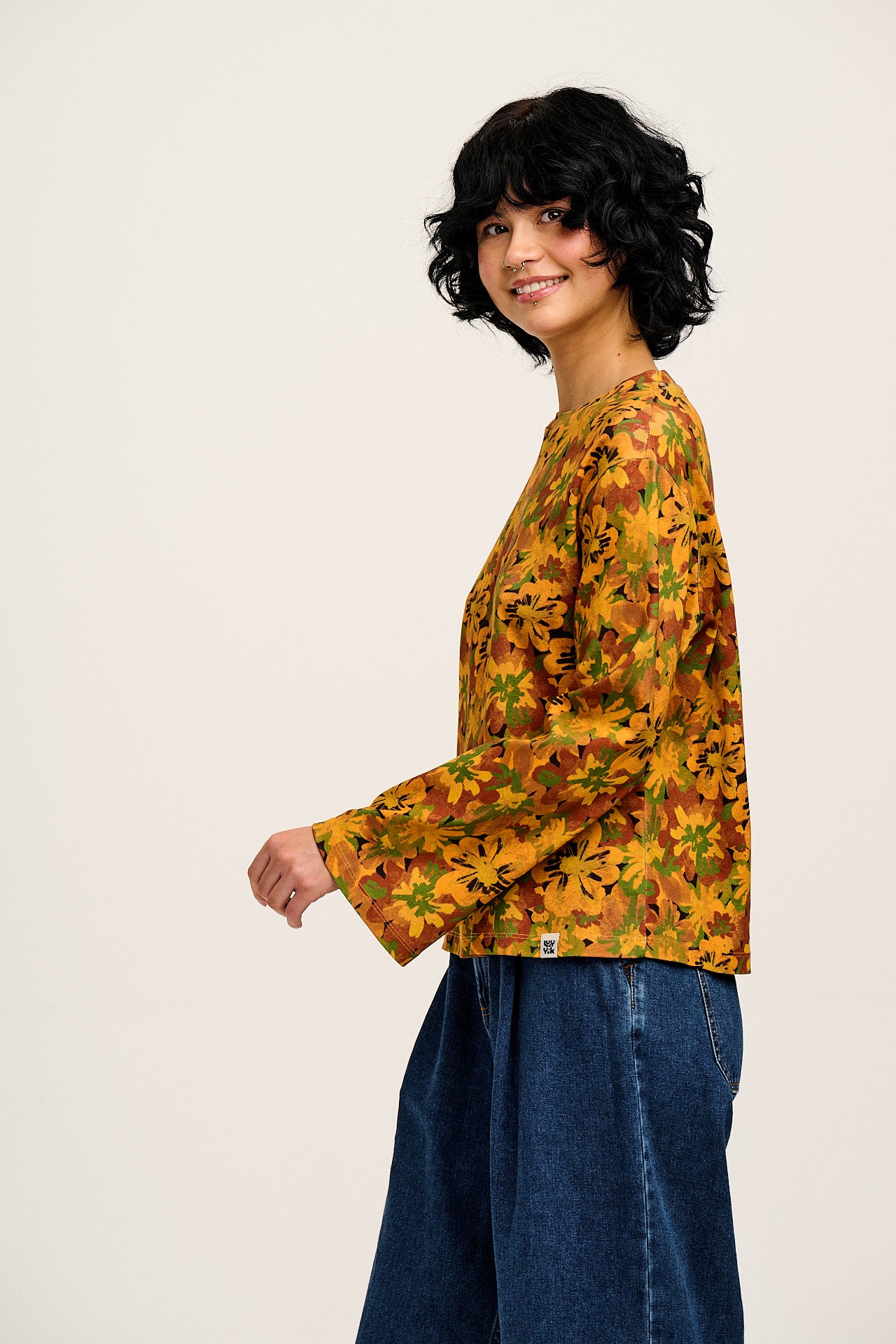 Hermione - Fluted Cotton Top in Cass Floral