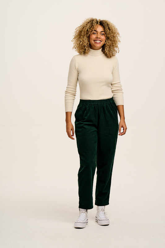 Billie - Corduroy Trousers in Posy Green