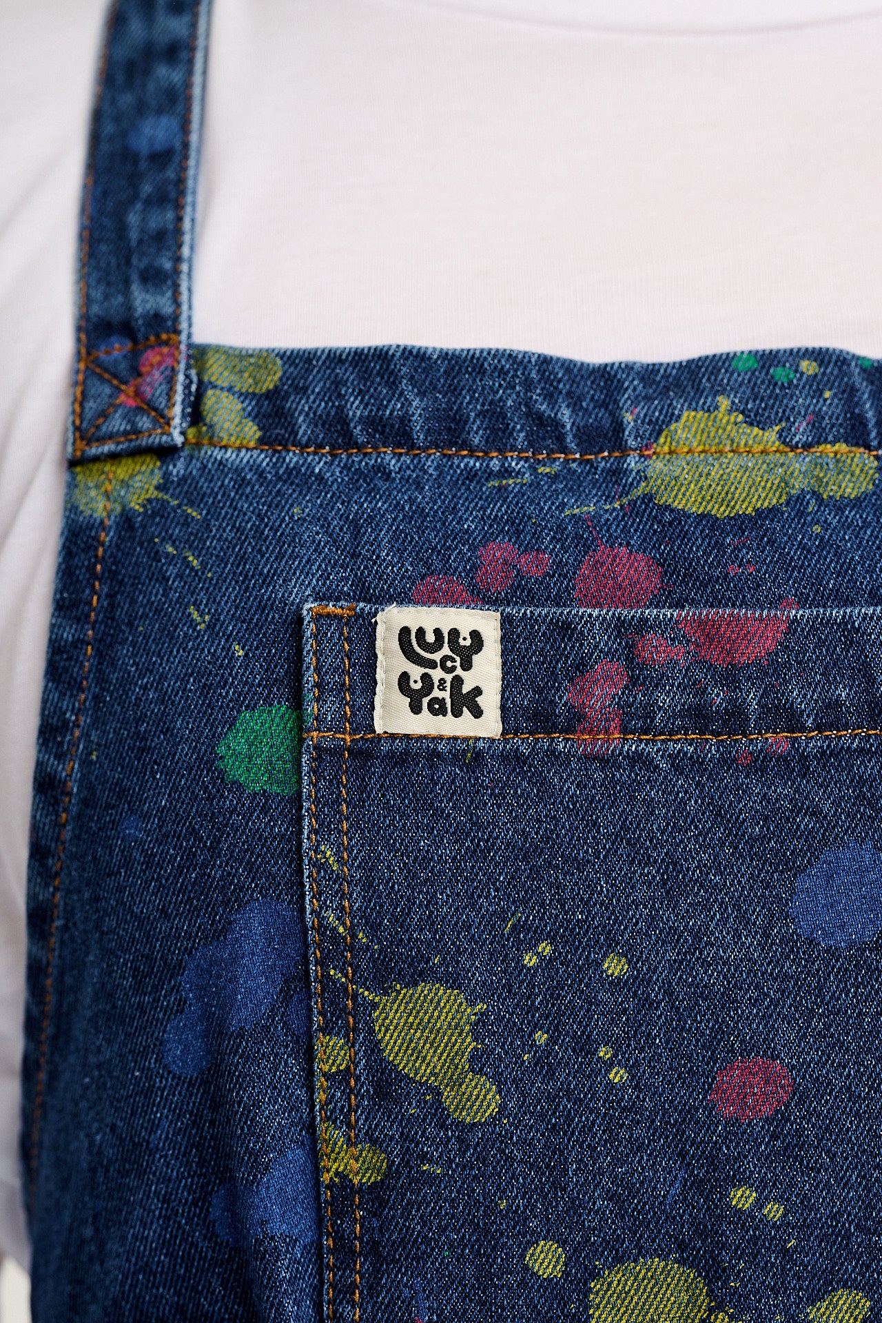 Ada - Denim Apron in Art Attack Print