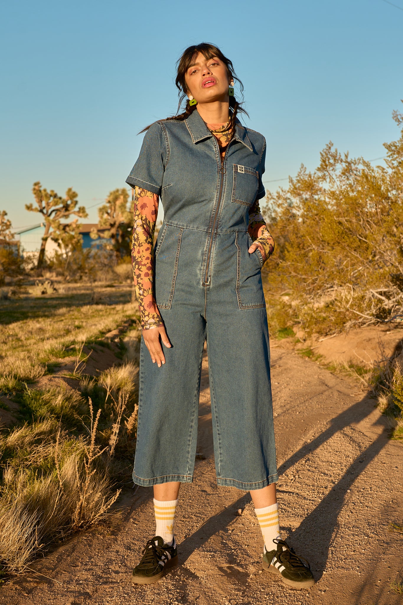 Ragan - Denim Jumpsuit in Mid Wash Blue